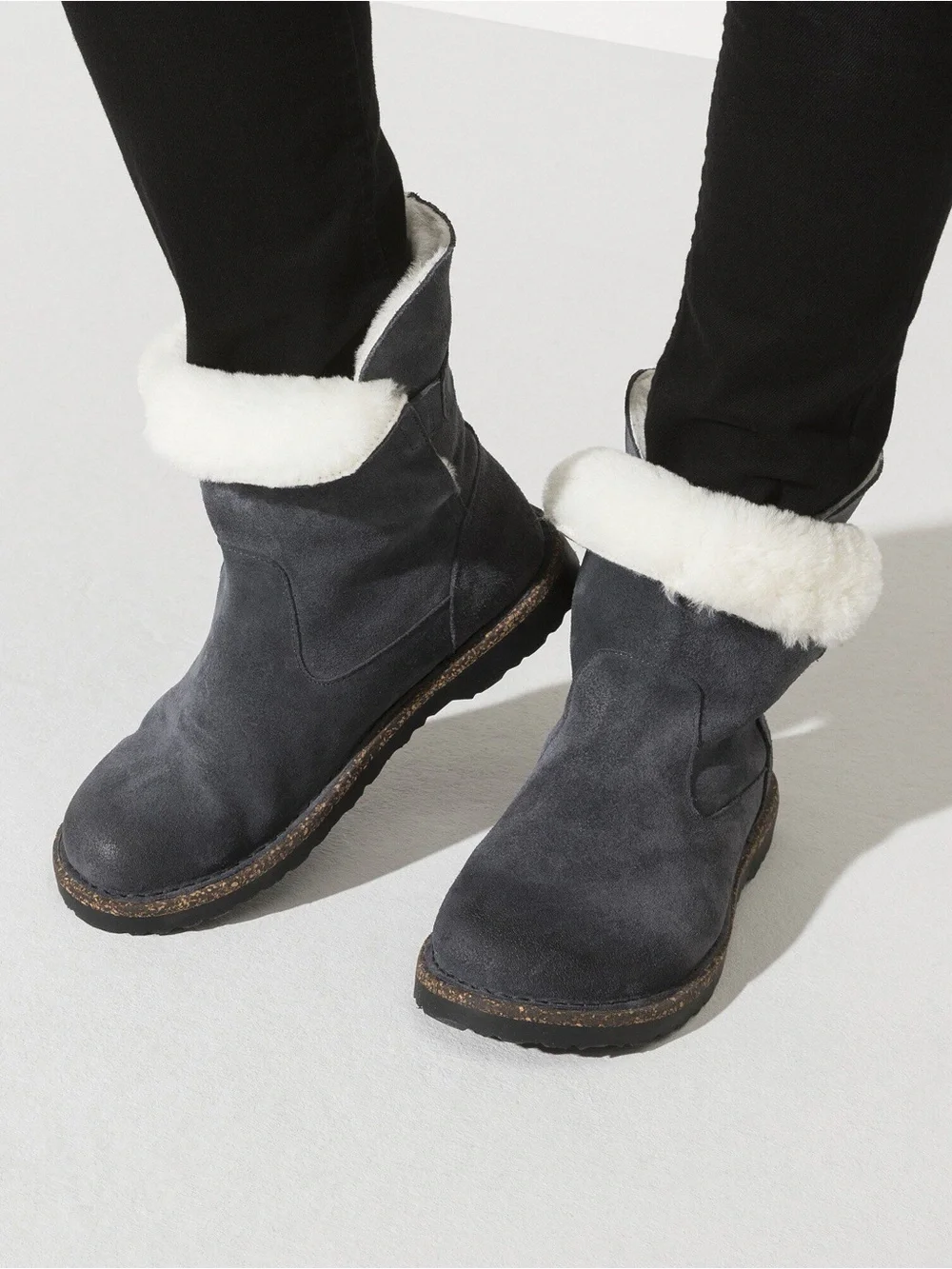 Birkenstock Uppsala Shearling Graphite Grey Suede Ankle Boot NWT